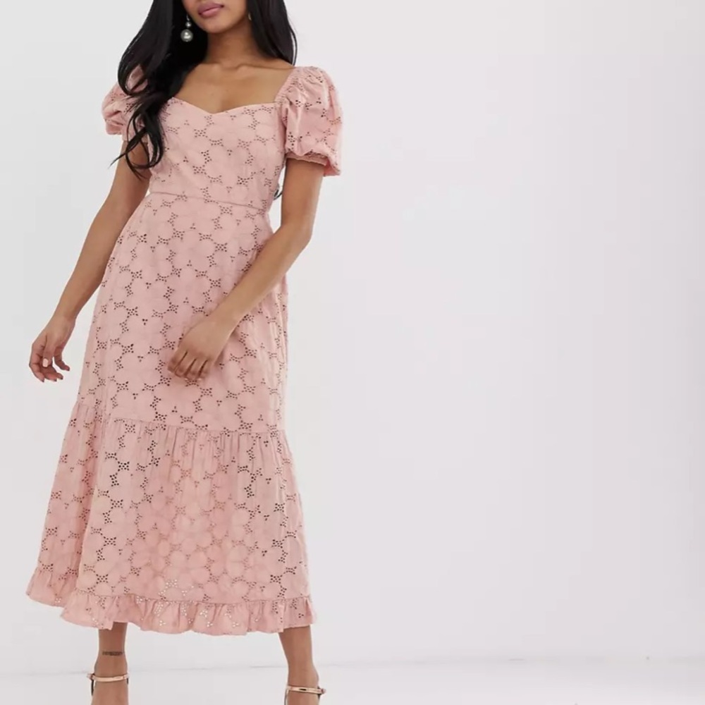 ASOS DESIGN  broderie cottage core peasant maxi dress